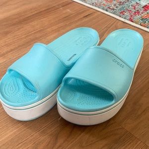 Crocs platform sandals baby blue